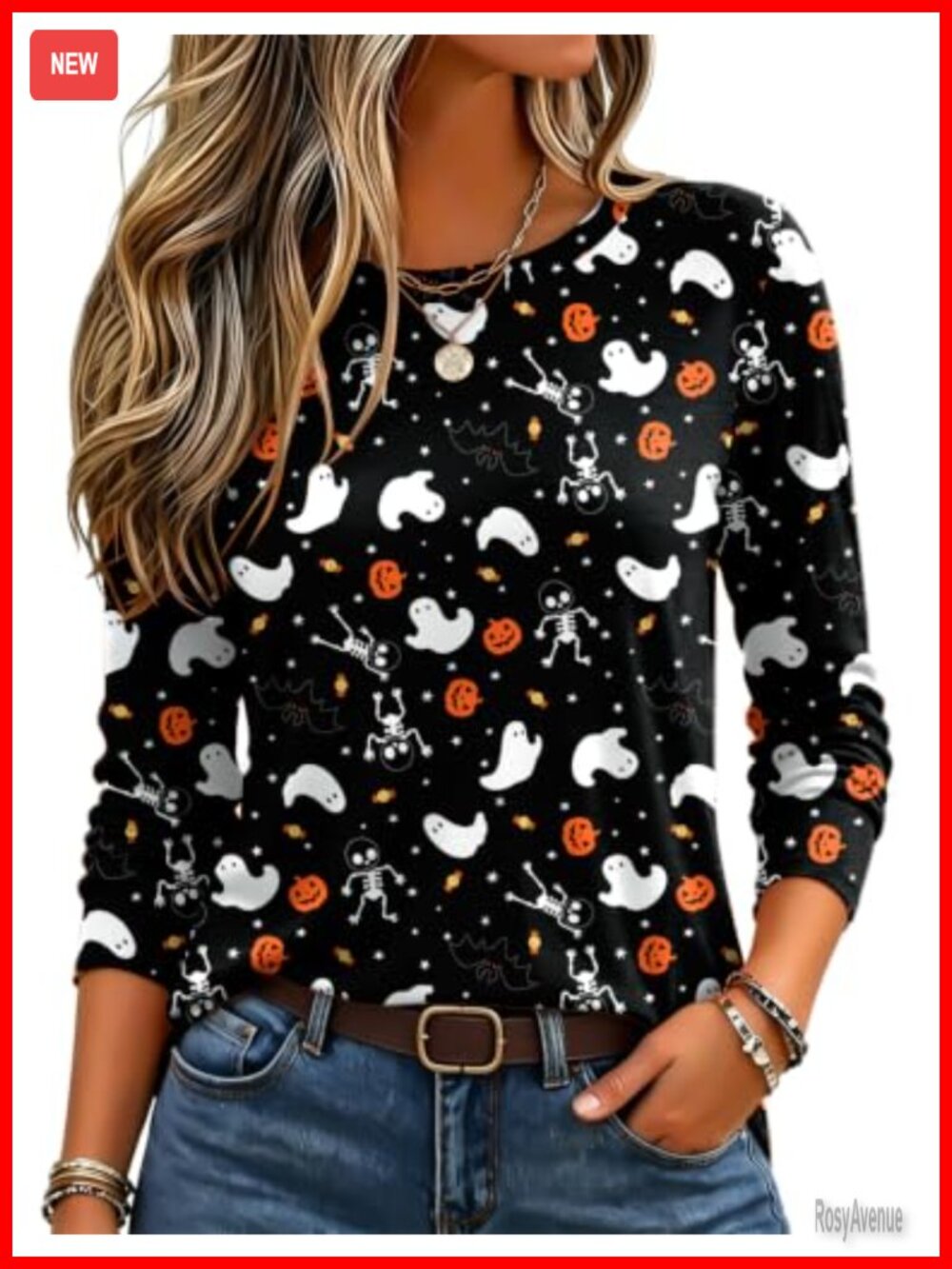 Women's Long Sleeve Crewneck T-Shirt Soft Stretch Casual Top